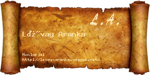 Lévay Aranka névjegykártya
